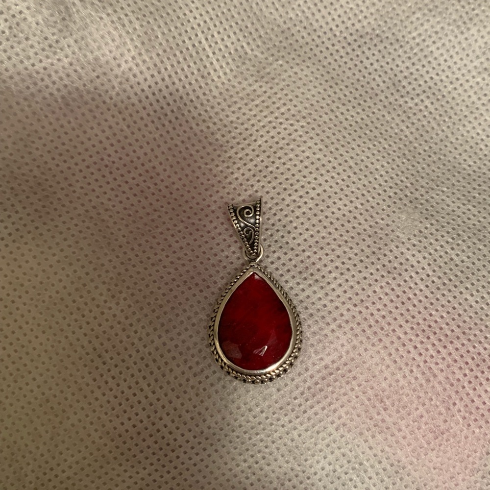 Samuel B sterling silver pink ruby pendant